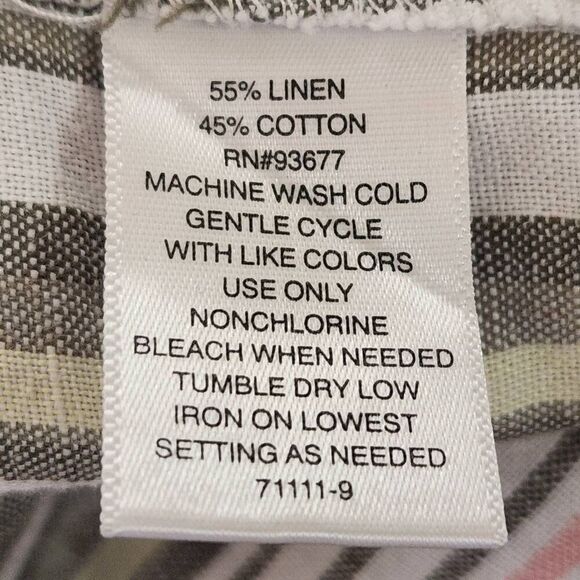 Liz Claiborne Olive and Pink Striped Linen Blend Cropped Pants XL (5106) - Picture 5 of 5